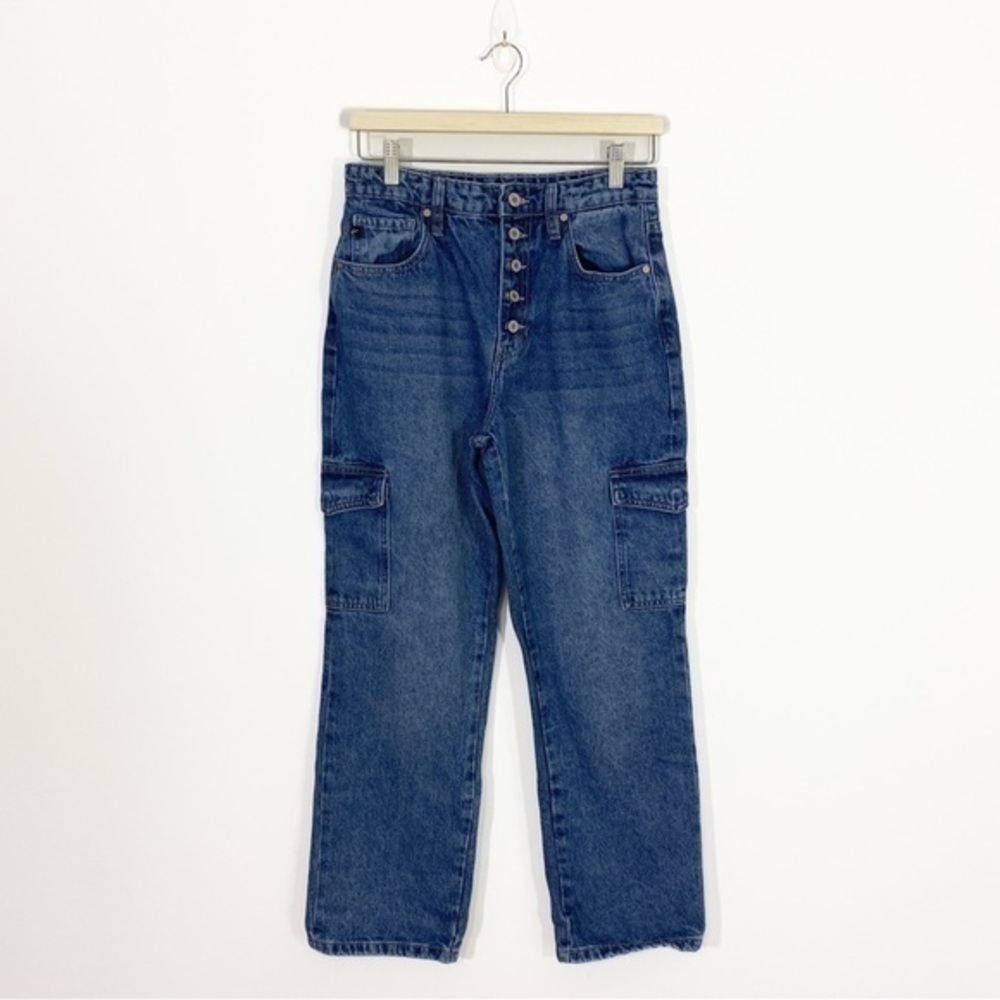 Kancan 26/5 Cargo High‎ Rise Cropped Jeans Baggy Buckle BKE Straight